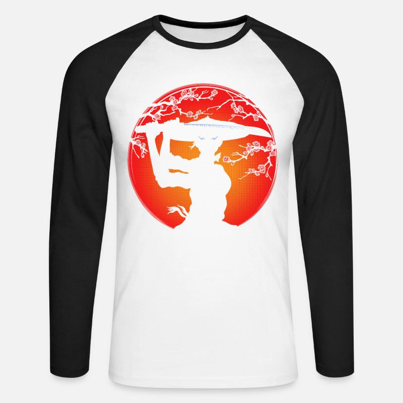 Ragazza samurai - Maglia da baseball a manica lunga da uomo - bianco/nero