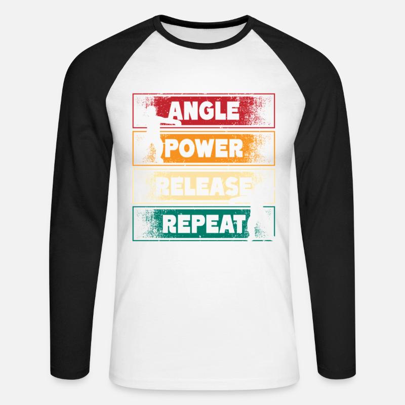 Kugelstoßen Kugelstoß Angle Power Release - Unisex Baseballshirt langarm - Weiß/Schwarz
