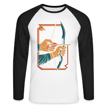 tir à l'arc arc cible archer mains rétro - T-shirt baseball manches longues Homme - blanc/noir - Devant - Nik (191cm)