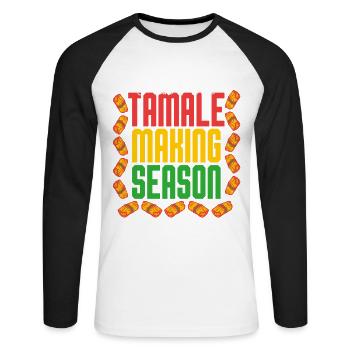 Tamale Tamales Tamale Making Season - Unisex Baseballshirt langarm - Weiß/Schwarz - Vorne - Nik (191cm)