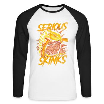 Gardien de reptiles sérieux au sujet des scinques à langue bleue - T-shirt baseball manches longues Homme - blanc/noir - Devant - Nik (191cm)