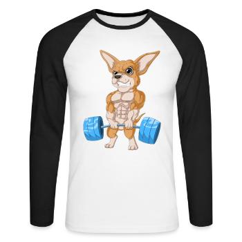 Chihuahua Weightlifting - Unisex Long Sleeve Baseball T-Shirt - white/black - Front - Nik (191cm)