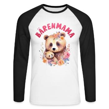 Future maman BEAR MAMA Drôle - T-shirt baseball manches longues Homme - blanc/noir - Devant - Nik (191cm)