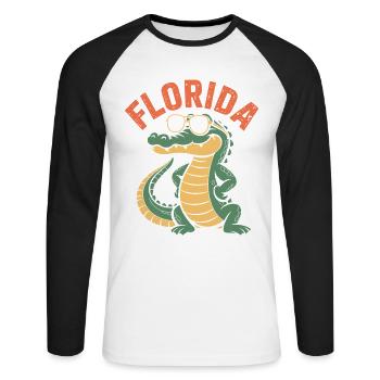 Florida Alligator - Unisex Long Sleeve Baseball T-Shirt - white/black - Front - Nik (191cm)