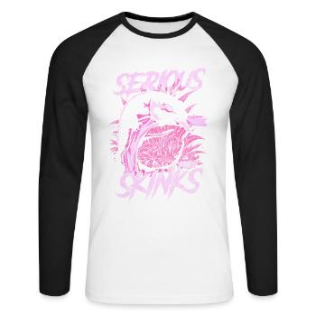 Gardien de reptiles sérieux au sujet des scinques à langue bleue - T-shirt baseball manches longues Homme - blanc/noir - Devant - Nik (191cm)