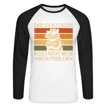 Finally retired - Vintage Capybara - Retired - Unisex Long Sleeve Baseball T-Shirt - white/black - Front - Nik (191cm)