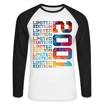 LIMITED EDITION 2001 25 YEARS 25TH BIRTHDAY - Unisex Long Sleeve Baseball T-Shirt - white/black - Front - Nik (191cm)