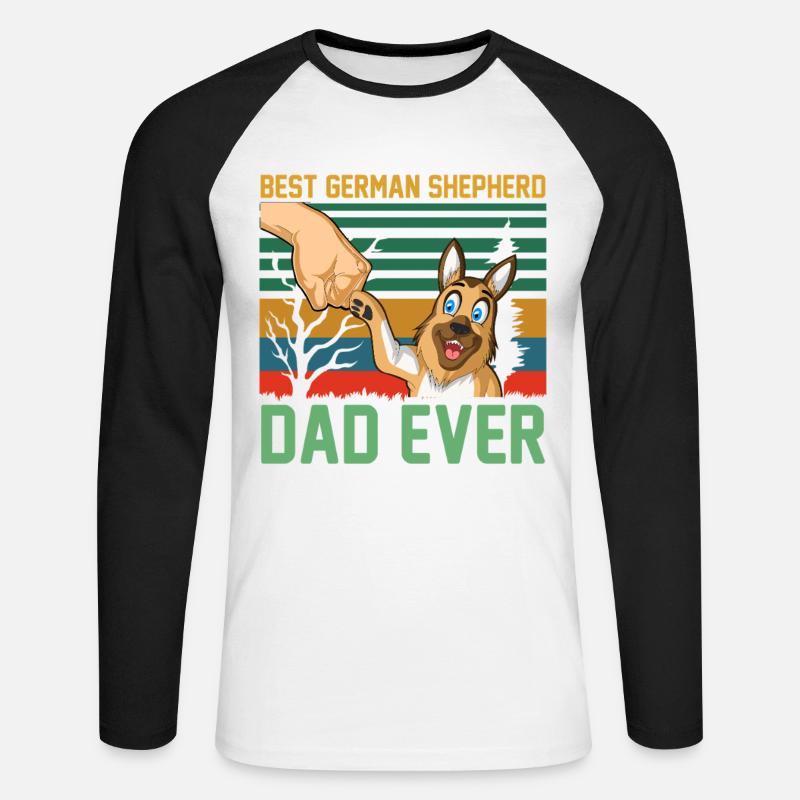 Bester Deutscher Schäferhund Papa - Unisex Baseballshirt langarm - Weiß/Schwarz