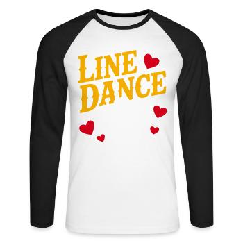 Chouette de danse en ligne avec motifs de cœur - T-shirt baseball manches longues Homme - blanc/noir - Devant - Nik (191cm)