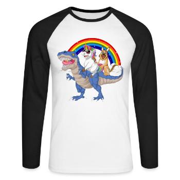 German Shepherd Unicorn Adventure - Unisex Long Sleeve Baseball T-Shirt - white/black - Front - Nik (191cm)
