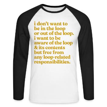 Conscient de la citation Loop - T-shirt baseball manches longues Homme - blanc/noir - Devant - Nik (191cm)