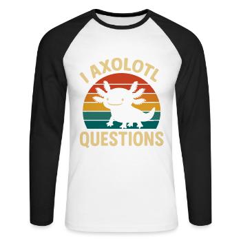 Axolotl - Unisex Long Sleeve Baseball T-Shirt - white/black - Front - Nik (191cm)