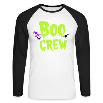 Boo Crew Halloween Geister Freunde - Unisex Baseballshirt langarm - Weiß/Schwarz - Vorne - Nik (191cm)