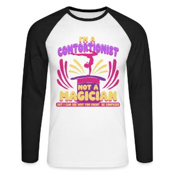 Contorsionniste Contorsion - T-shirt baseball manches longues Homme - blanc/noir - Devant - Nik (191cm)