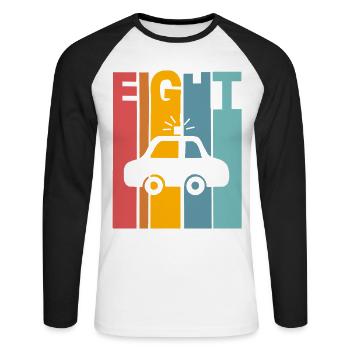 8th Birthday Police - Unisex Long Sleeve Baseball T-Shirt - white/black - Front - Nik (191cm)