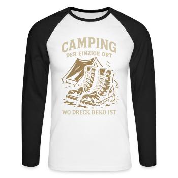 Camping Le seul endroit où la décoration de la terre est un camping-car - T-shirt baseball manches longues Homme - blanc/noir - Devant - Nik (191cm)