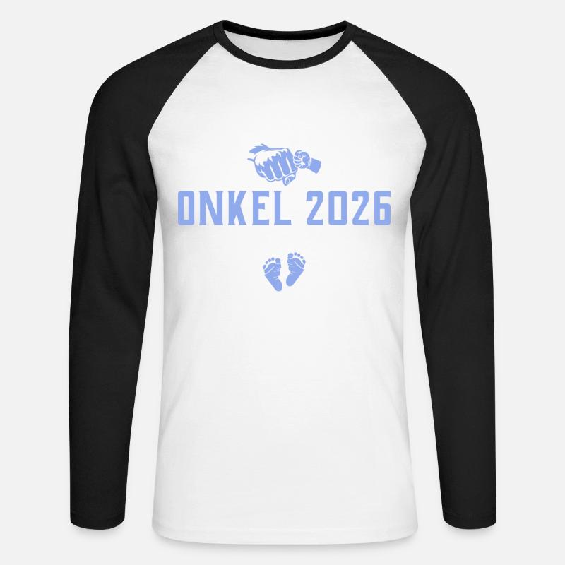 Beförderung zum Onkel 2026 loading - Unisex Baseballshirt langarm - Weiß/Schwarz