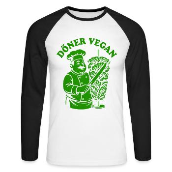 Döner Vegan - Salad - Fast Food - Spruch - Unisex Long Sleeve Baseball T-Shirt - white/black - Front - Nik (191cm)