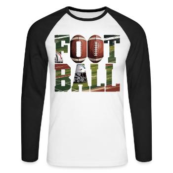 American Football Shirt with Ball and Helmet - Unisex Long Sleeve Baseball T-Shirt - white/black - Front - Nik (191cm)