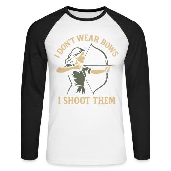 Archers Girls I Don't Wear Bows I Shoot - Unisex Long Sleeve Baseball T-Shirt - white/black - Front - Nik (191cm)