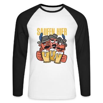 Bier Geschenk für Volksfest und JGA Männer - Unisex Baseballshirt langarm - Weiß/Schwarz - Vorne - Nik (191cm)