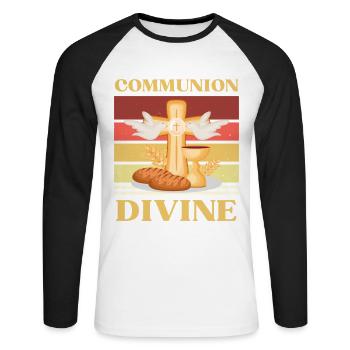 COMMUNION  DIVINE  - PREMIERE COMMUNION - T-shirt baseball manches longues Homme - blanc/noir - Devant - Nik (191cm)