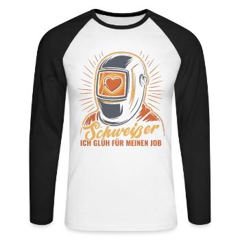 Mission Statement Fire Welder with Hearts - Unisex Long Sleeve Baseball T-Shirt - white/black - Front - Nik (191cm)