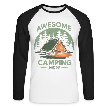Camping Dad Shirt Gift - Unisex Long Sleeve Baseball T-Shirt - white/black - Front - Nik (191cm)