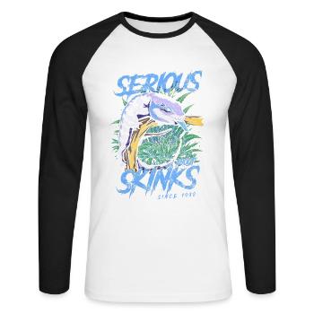 S’intéresse sérieusement aux scinques à langue bleue depuis 1990 - T-shirt baseball manches longues Homme - blanc/noir - Devant - Nik (191cm)