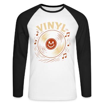 Vinyl Record Music Lovers Retro Vibes - Unisex Long Sleeve Baseball T-Shirt - white/black - Front - Nik (191cm)