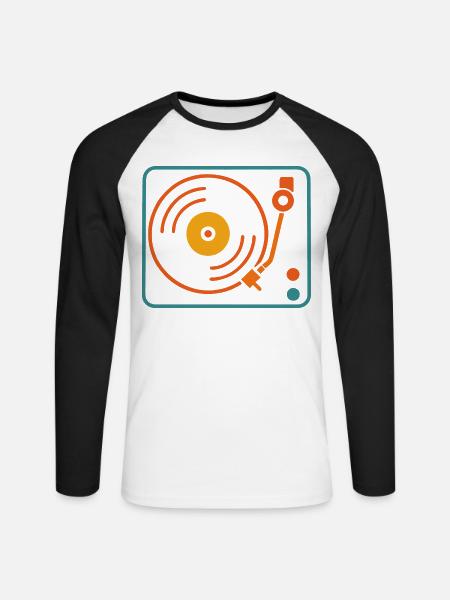 Analog Musik Vinyl Plattenspieler Retro - Unisex Baseballshirt langarm - Weiß/Schwarz
