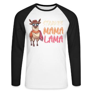 Mom-to-be STRONG MOM LLAMA Funny - Unisex Long Sleeve Baseball T-Shirt - white/black - Front - Nik (191cm)