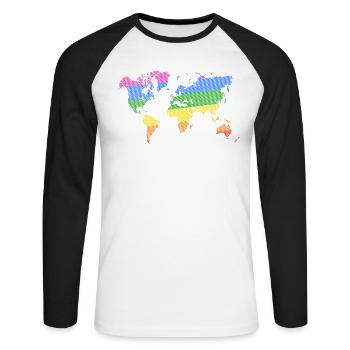 Le monde de la fierté - T-shirt baseball manches longues Homme - blanc/noir - Devant - Nik (191cm)