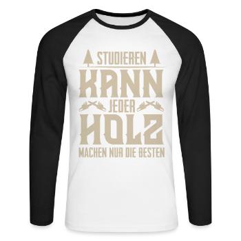 Holzfäller - Unisex Baseballshirt langarm - Weiß/Schwarz - Vorne - Nik (191cm)