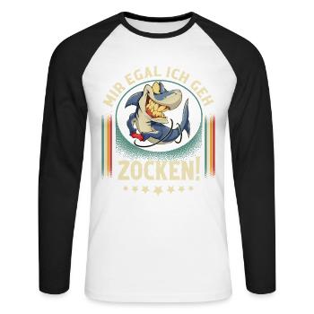 Gaming - Unisex Baseballshirt langarm - Weiß/Schwarz - Vorne - Nik (191cm)