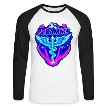 Hebamme Geburtshelfer  - Unisex Baseballshirt langarm - Weiß/Schwarz - Vorne - Nik (191cm)