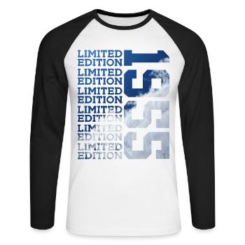71 YEARS LIMITED EDITION 1955 71ST BIRTHDAY - Unisex Long Sleeve Baseball T-Shirt - white/black - Front - Nik (191cm)