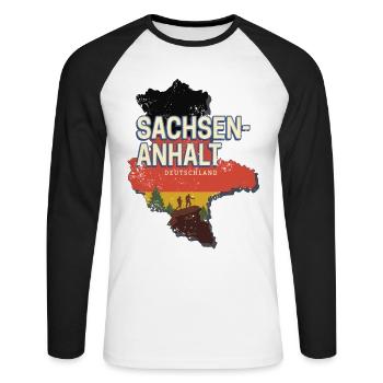 Saxe-Anhalt Allemagne Souvenir d’État - T-shirt baseball manches longues Homme - blanc/noir - Devant - Nik (191cm)