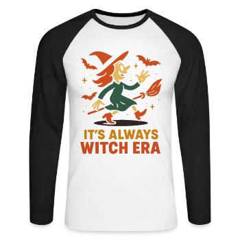 Witch Era Halloween Party Fun - Unisex Long Sleeve Baseball T-Shirt - white/black - Front - Nik (191cm)