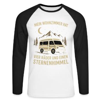 Natur Outdoor Wohnmobil Sternenhimmel Abenteuer - Unisex Baseballshirt langarm - Weiß/Schwarz - Vorne - Nik (191cm)