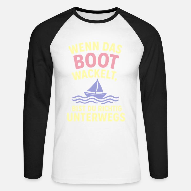 Bootwackel Spruch Reisegefühl - Unisex Baseballshirt langarm - Weiß/Schwarz
