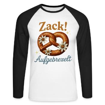 Zack Dressed Up – Funny Pretzel Men & Women - Unisex Long Sleeve Baseball T-Shirt - white/black - Front - Nik (191cm)