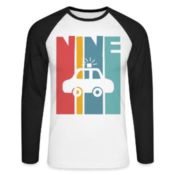 9th Birthday Police - Unisex Long Sleeve Baseball T-Shirt - white/black - Front - Nik (191cm)