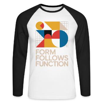 Bauhaus Form Follows Function Geometric Art - Unisex Long Sleeve Baseball T-Shirt - white/black - Front - Nik (191cm)