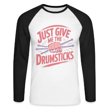 Cardio Drummer Cardio Drumming - Unisex Long Sleeve Baseball T-Shirt - white/black - Front - Nik (191cm)