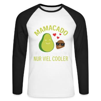 Future Mom MAMACADO MUCH COOLER Funny - Unisex Long Sleeve Baseball T-Shirt - white/black - Front - Nik (191cm)