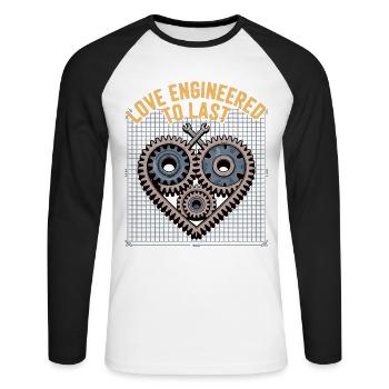 Gear Heart Engineer Shirt – Love for Technology - Unisex Long Sleeve Baseball T-Shirt - white/black - Front - Nik (191cm)