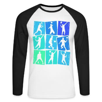 Badminton Badminton Badminton Players Boys Kids - Unisex Long Sleeve Baseball T-Shirt - white/black - Front - Nik (191cm)
