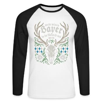 Man cannot become more than a Bavarian - Unisex Long Sleeve Baseball T-Shirt - white/black - Front - Nik (191cm)