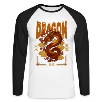 Asian Dragon - Japan - Unisex Long Sleeve Baseball T-Shirt - white/black - Front - Nik (191cm)
